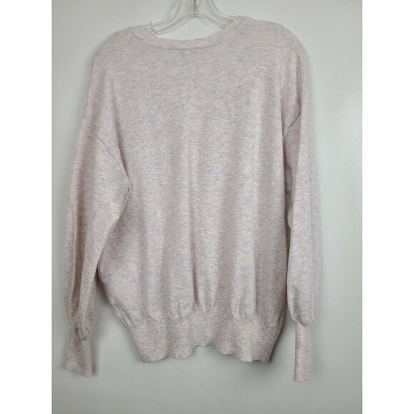 Ella Moss Womens Puff Sleeve Sweater XL Pink Speckled Scallop Neck Pullover BOHO - Picture 5 of 7